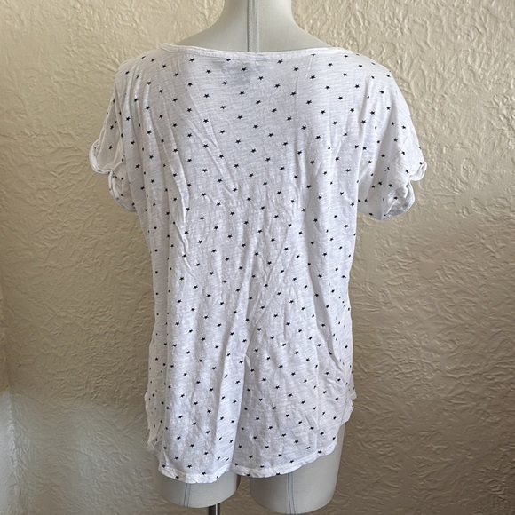 French Connection White Star Pattern Relaxed Fit Slub T-Shirt XS - Picture 4 of 7